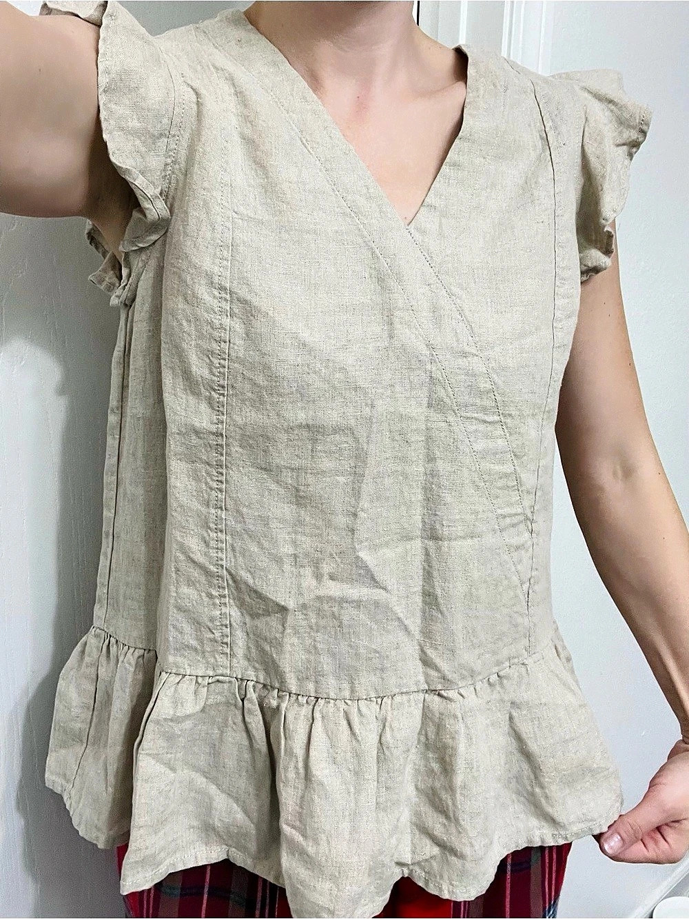 Masai Copenhagen beige Linen Ruffle Top